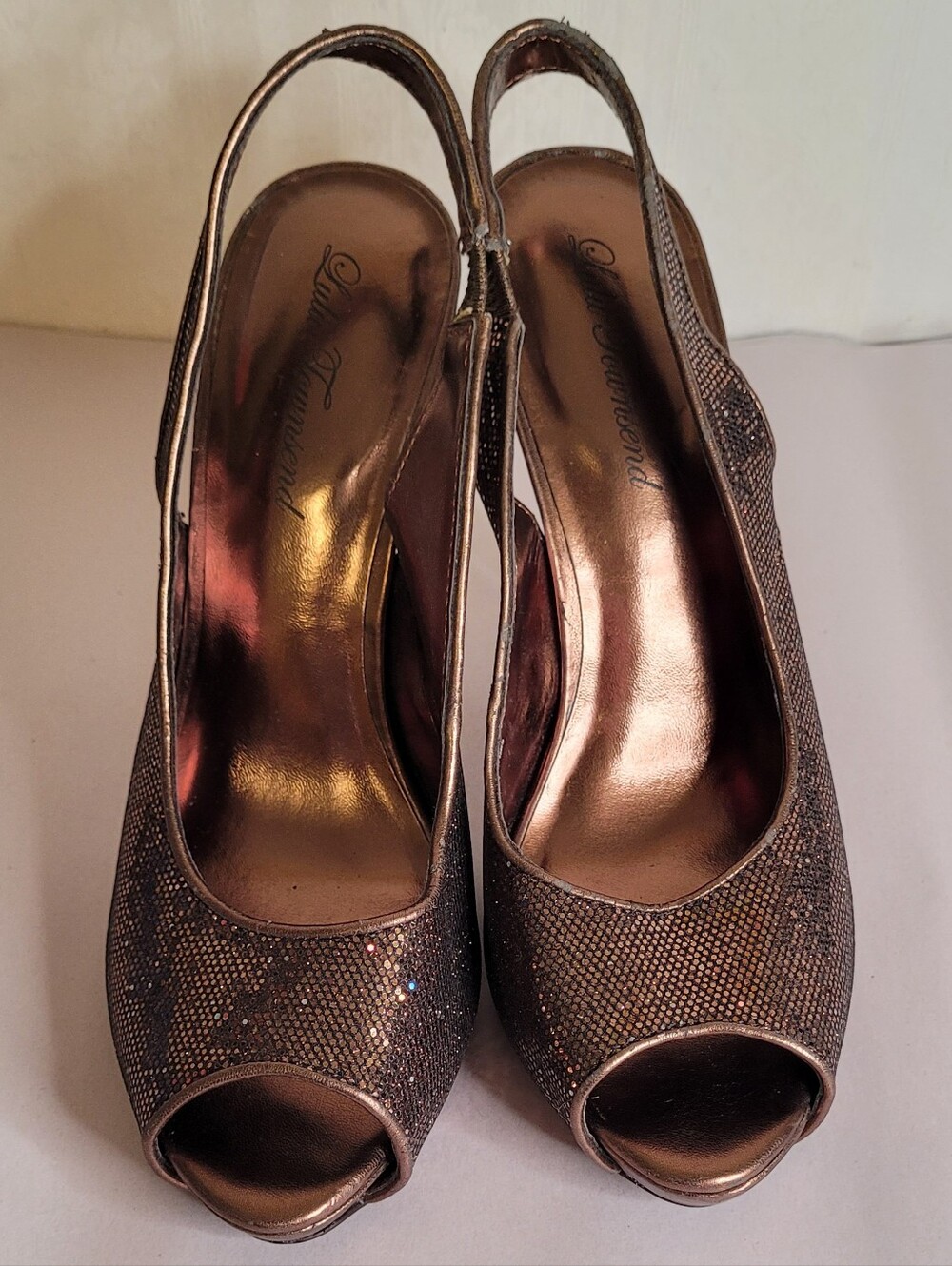 Lulu Townsend Bronze Glitter Stilettos - Picture 3 of 9